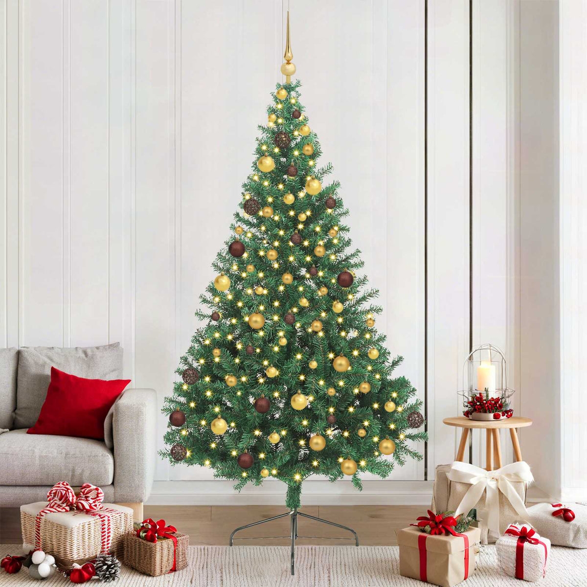 Kunstmatig Voorverlicht Kerstboom met 300 LED Groen 210 cm PVC is nu te koop bij PeponiXL, paradijselijk wonen!