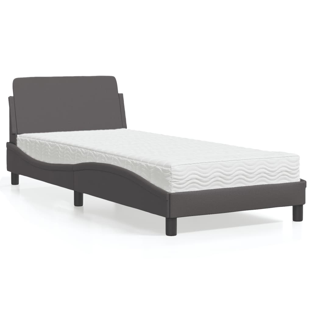 Bed met matras "Dover" kunstleer grijs 90x190 cm is nu te koop bij PeponiXL, paradijselijk wonen!