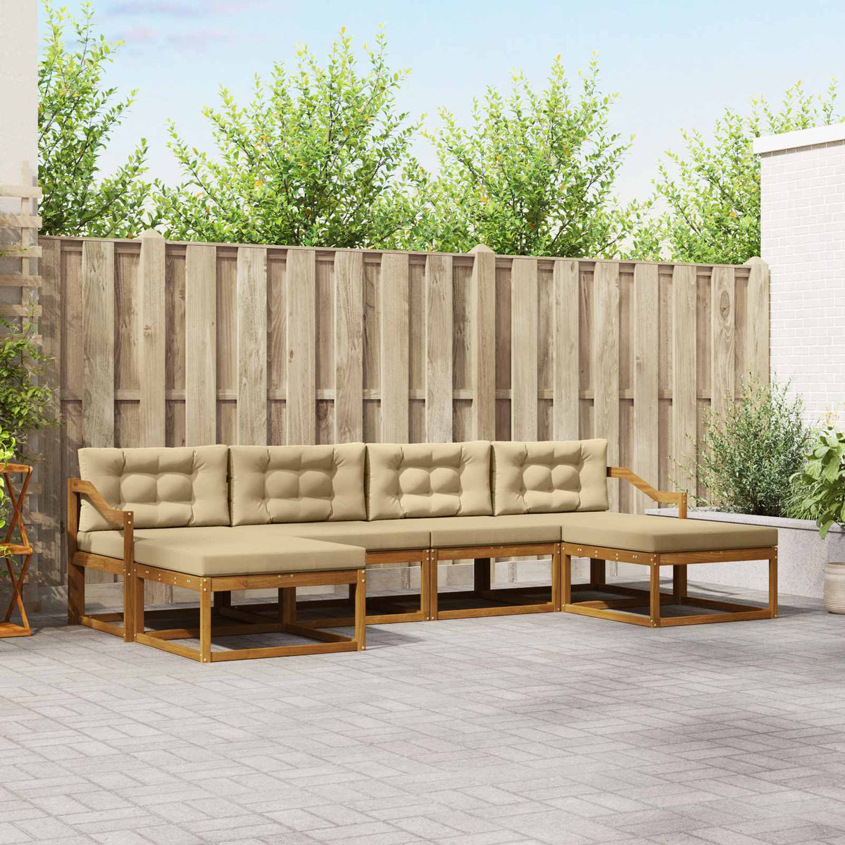 Buiten bankenset met kussen 6 pcs Natuurlijk en Beige is nu te koop bij PeponiXL, paradijselijk wonen!