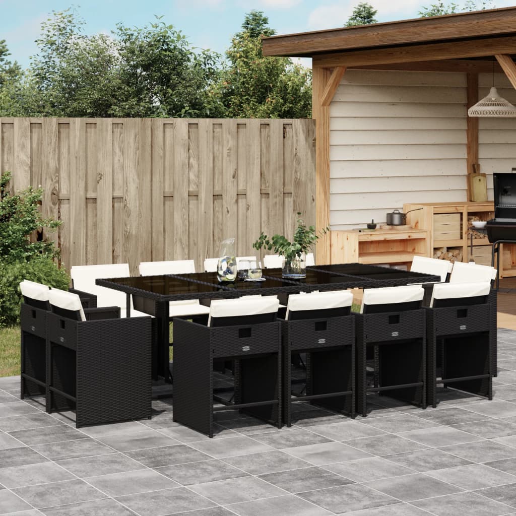 13-delige Tuinset met kussens poly rattan zwart is nu te koop bij PeponiXL, paradijselijk wonen!