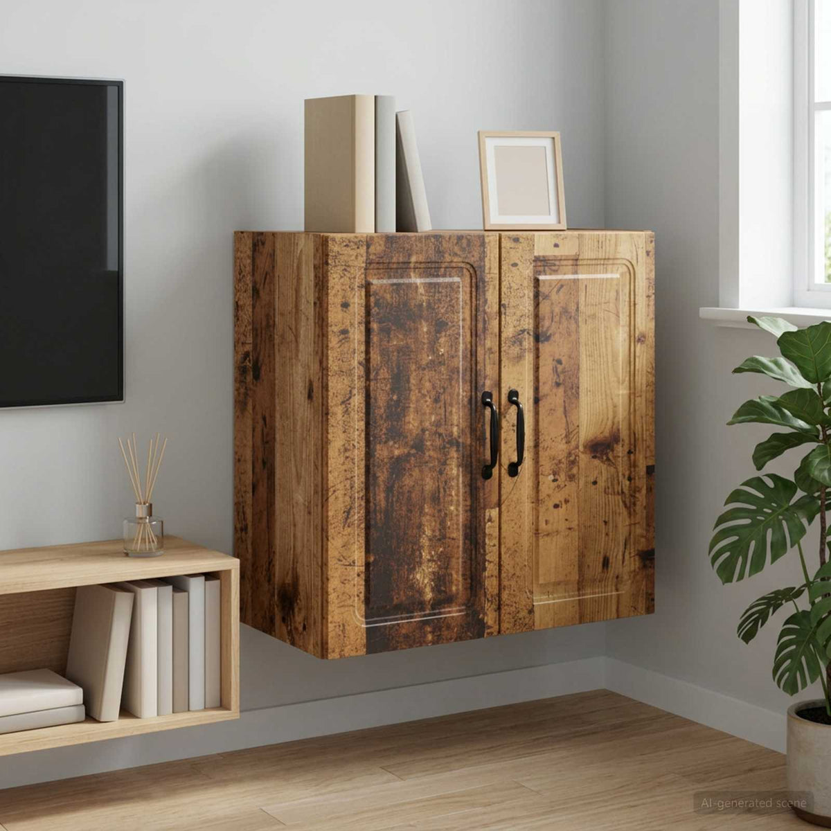 Wandkast Oud hout 59 x 31 x 60 cm Bewerkt hout is nu te koop bij PeponiXL, paradijselijk wonen!