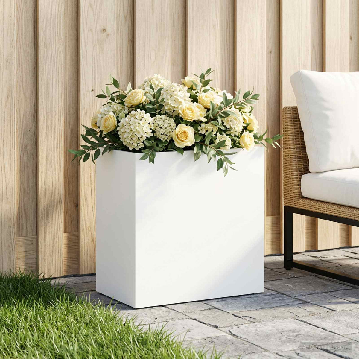 Plantenbak Wit 50 x 30 x 50 cm Koudgewalst staal is nu te koop bij PeponiXL, paradijselijk wonen!