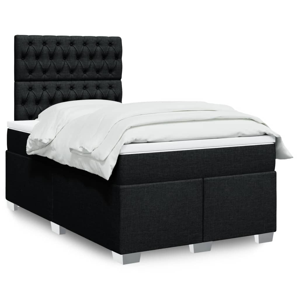 Boxspring met matras stof zwart 120x190 cm is nu te koop bij PeponiXL, paradijselijk wonen!