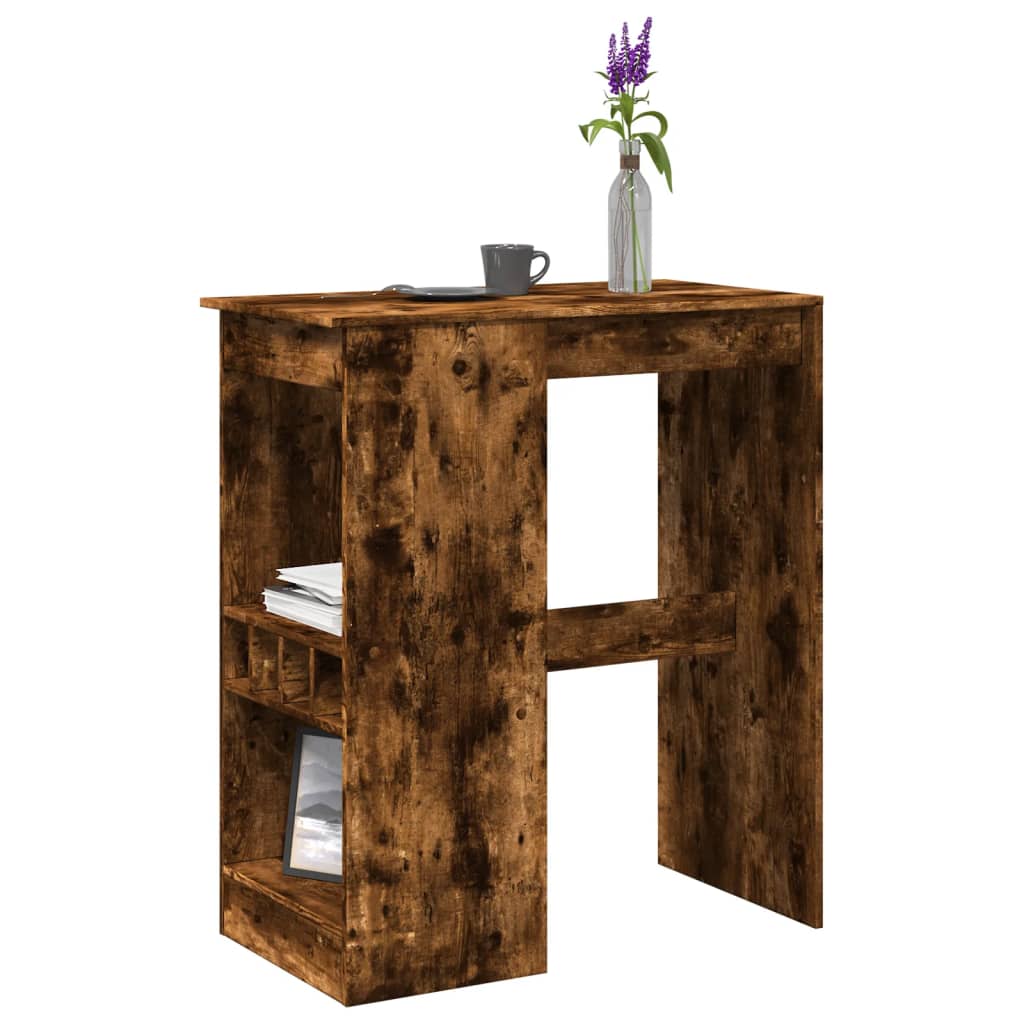 Bartafel met rekken 90x47,5x103,5 cm bewerkt hout gerookt eiken is nu te koop bij PeponiXL, paradijselijk wonen!