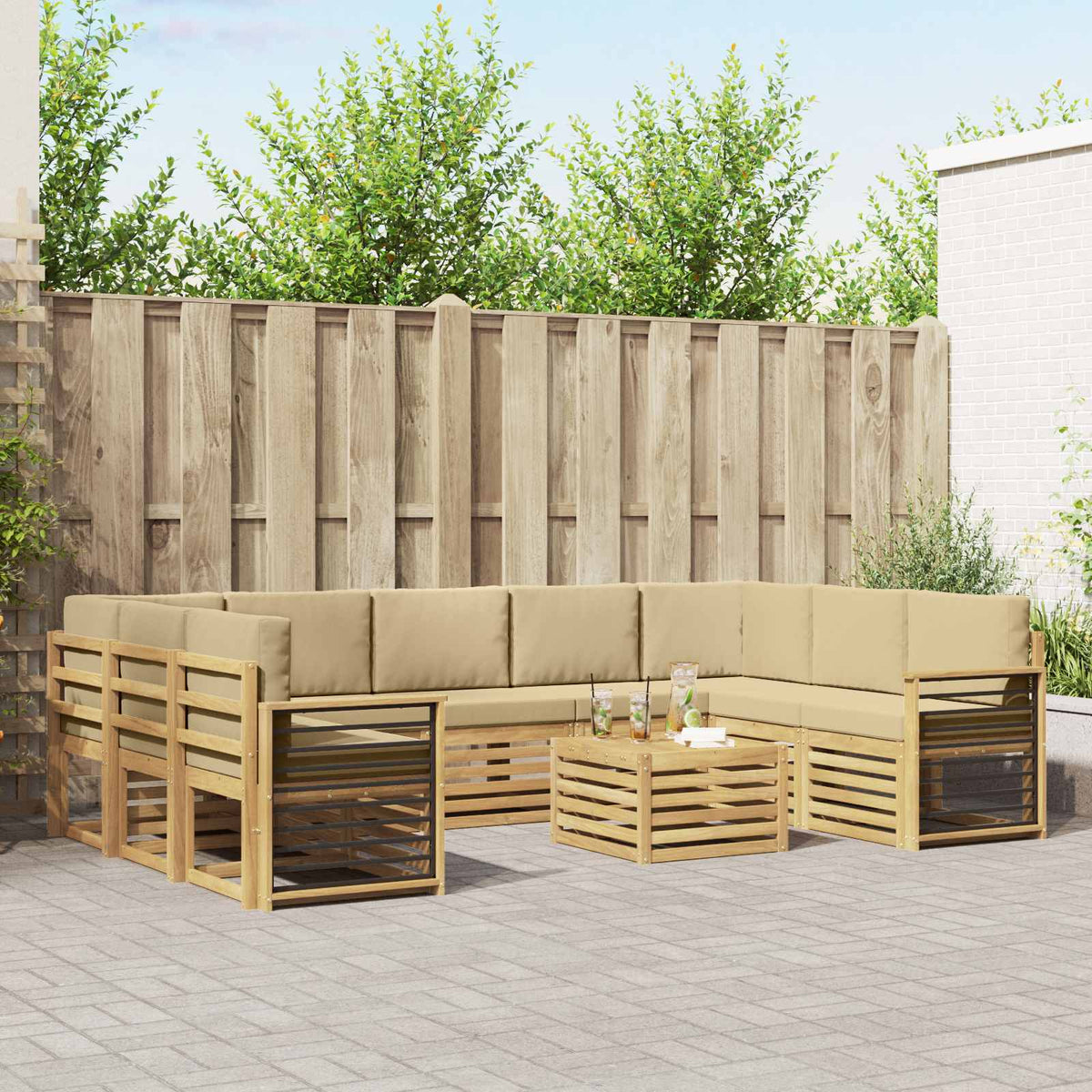 Sofa-Sets 10 pcs Wit en Beige 59 x 59 x 37 cm Polyester is nu te koop bij PeponiXL, paradijselijk wonen!