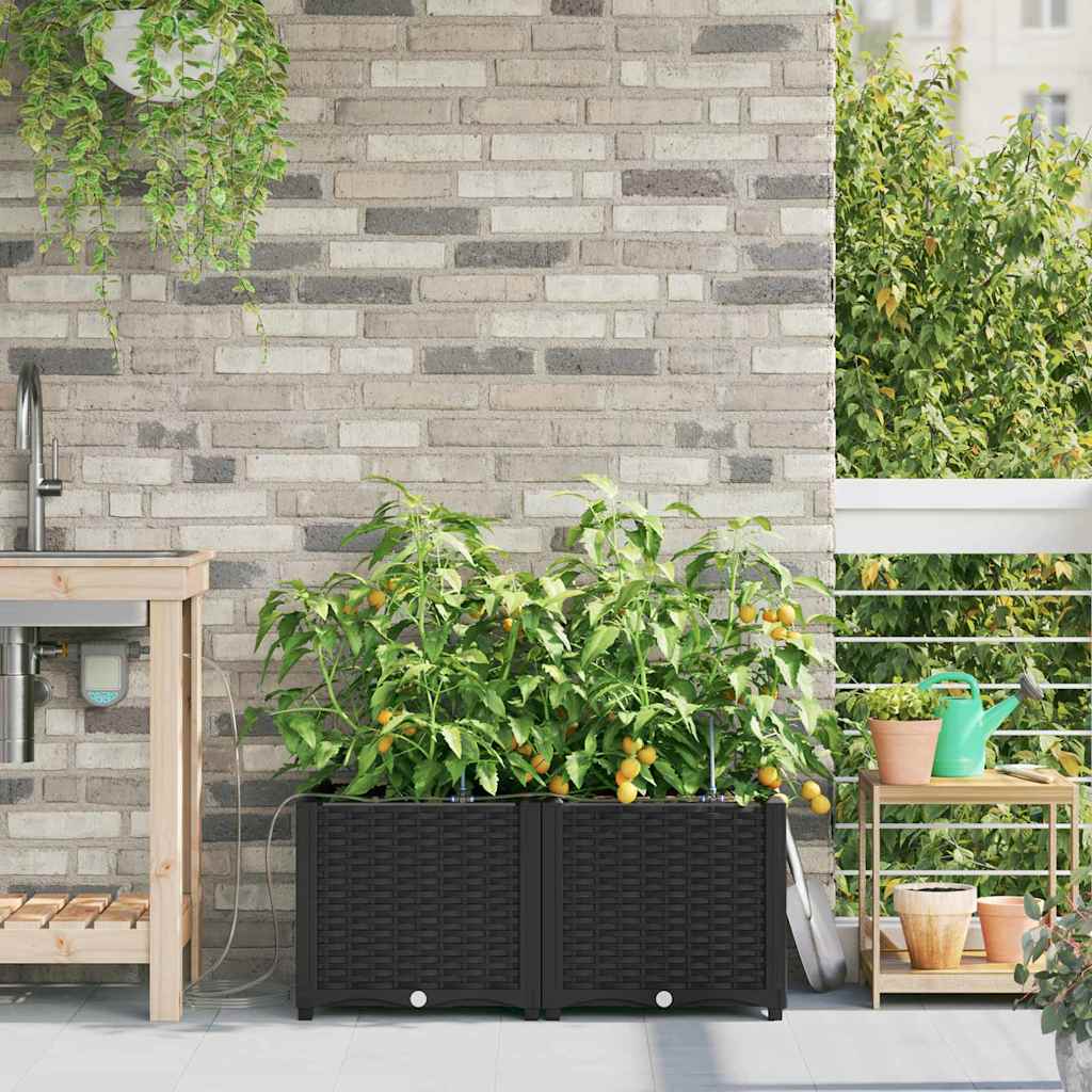 Tuin Bloempot 2 pcs Zwart Kunststof is nu te koop bij PeponiXL, paradijselijk wonen!