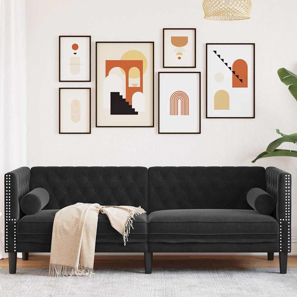 Bank Zwart 194 x 74,5 x 70,5 cm Fluweel is nu te koop bij PeponiXL, paradijselijk wonen!
