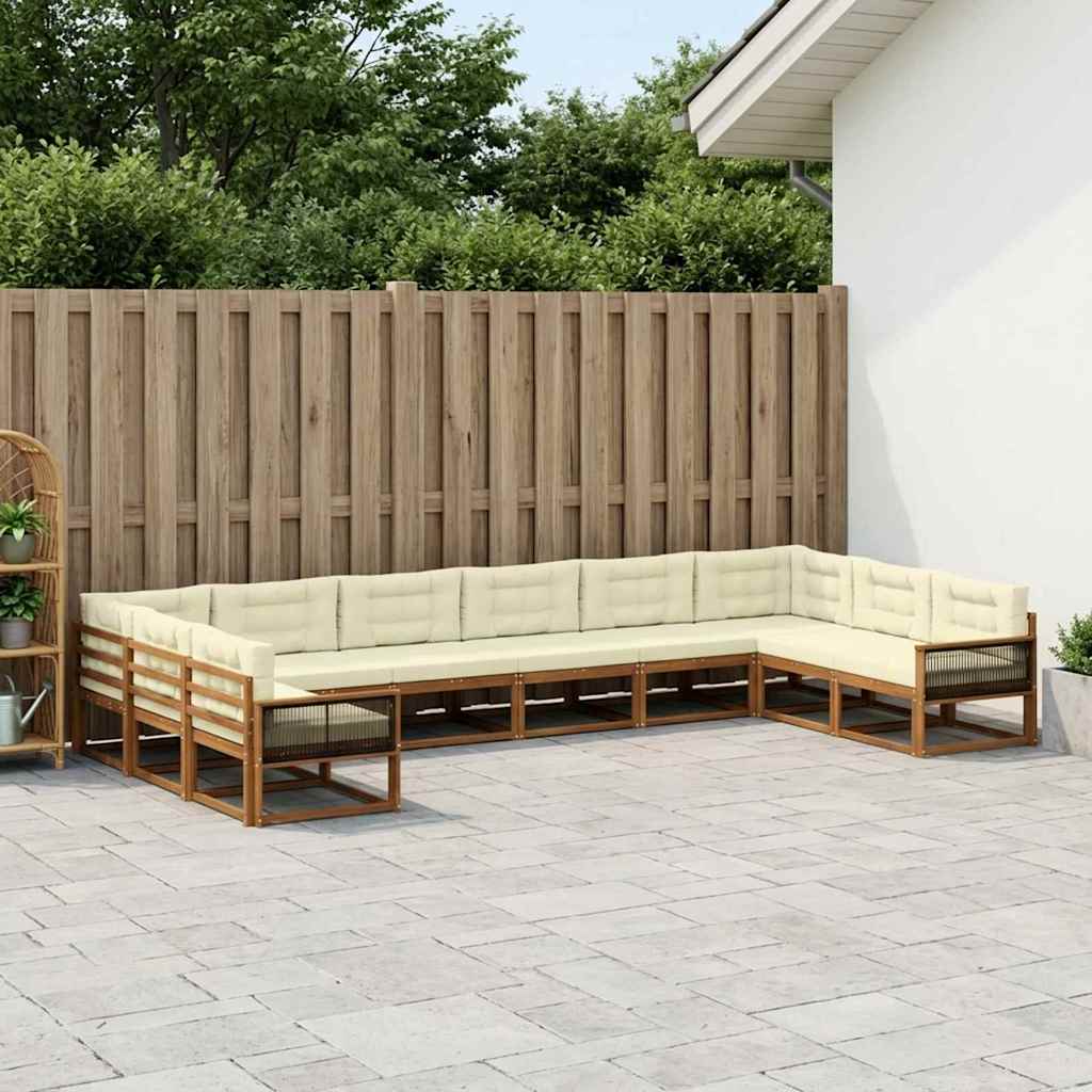 Buiten bankenset met kussen 10 pcs Natuurlijk en Crème is nu te koop bij PeponiXL, paradijselijk wonen!