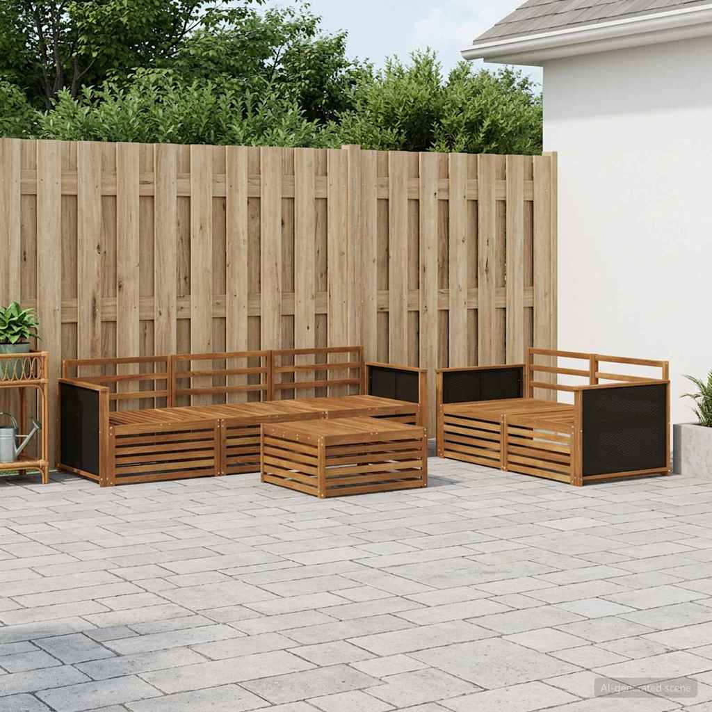 Buiten bankenset 6 pcs Naturel Massief Acaciahout is nu te koop bij PeponiXL, paradijselijk wonen!