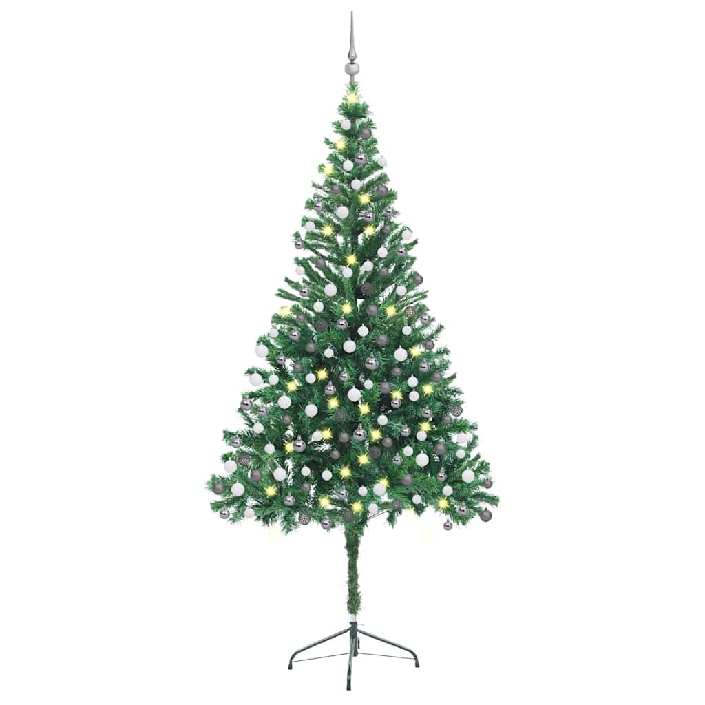Kunstkerstboom met verlichting en kerstballen 910 takken 210 cm is nu te koop bij PeponiXL, paradijselijk wonen!