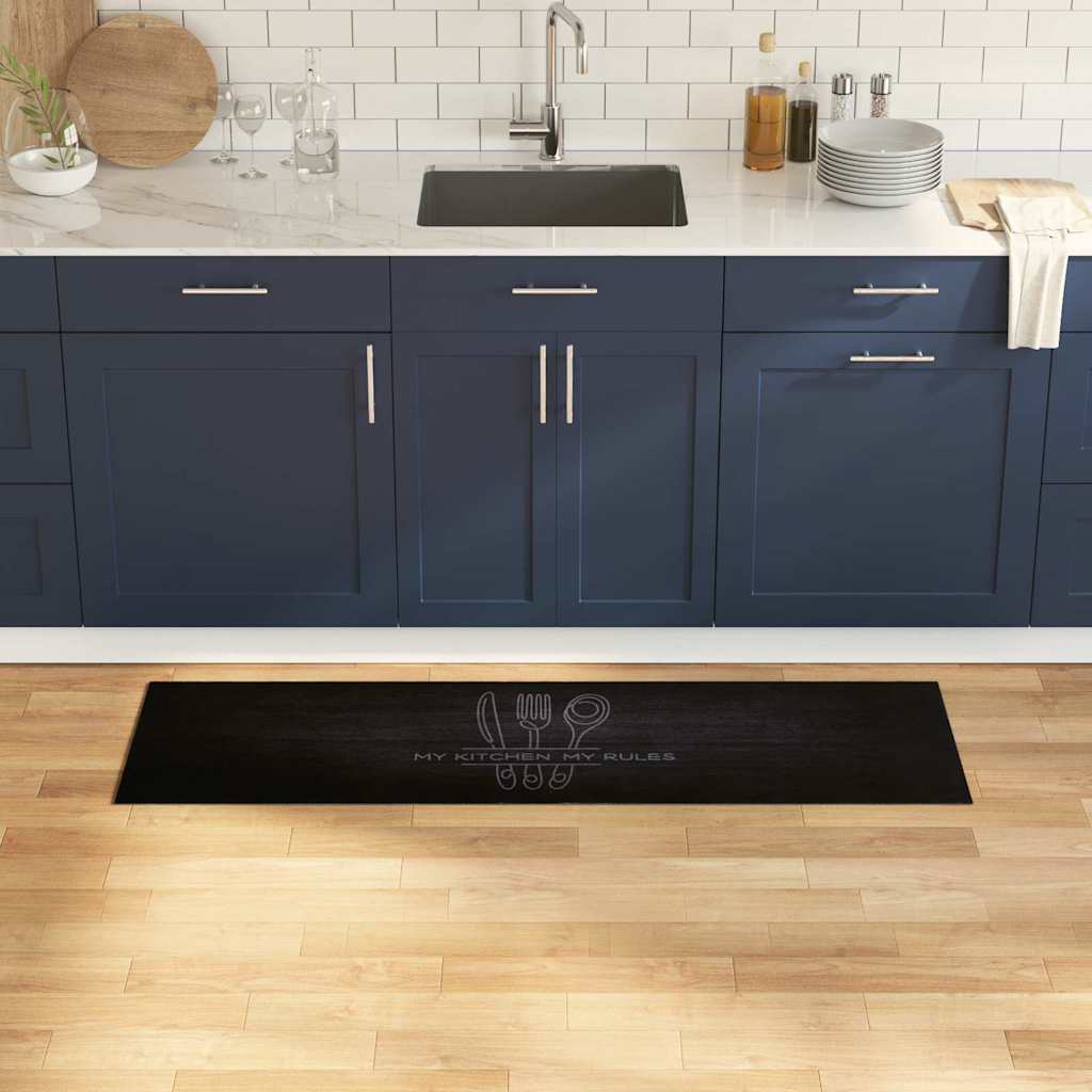 Keuken Vloerkleed Bestek Zwart 150 x 45 cm Fluweel is nu te koop bij PeponiXL, paradijselijk wonen!
