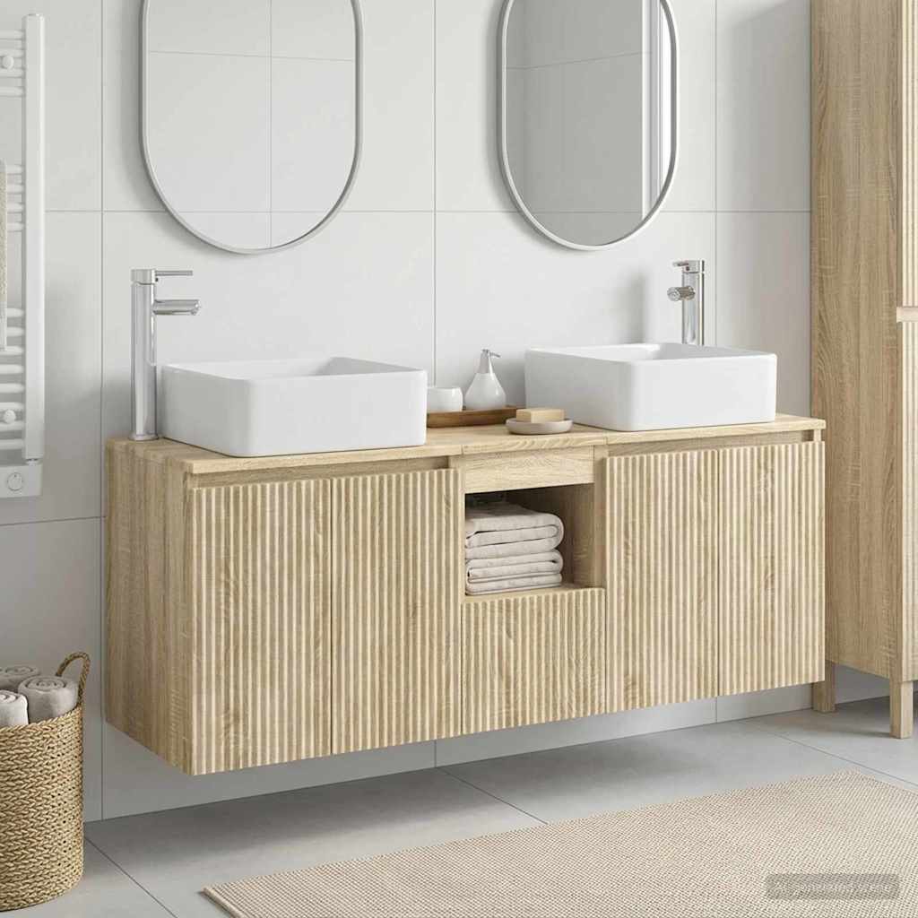 Badkamerkastenset 3 st Sonoma Eiken 49,5 x 41 x 63 cm is nu te koop bij PeponiXL, paradijselijk wonen!