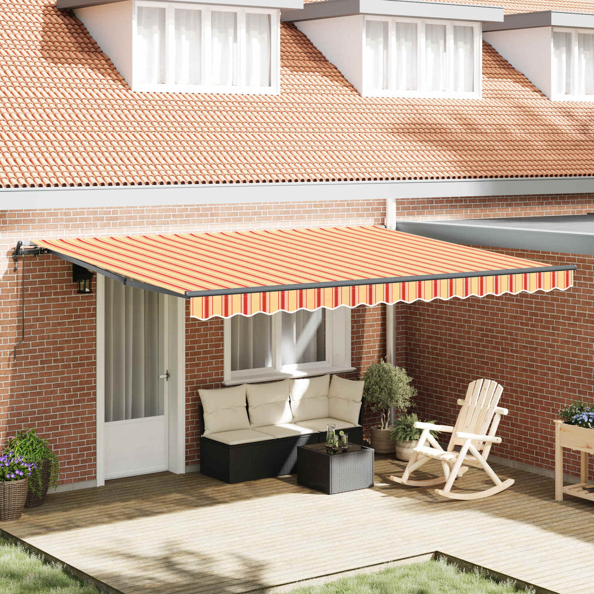 Uitschuifbare luifel Geel en Oranje 450 × 350 cm is nu te koop bij PeponiXL, paradijselijk wonen!