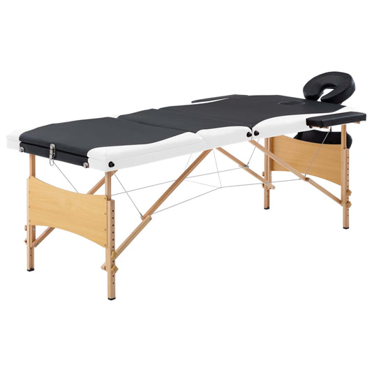 Massagetafel inklapbaar 3 zones hout zwart en wit is nu te koop bij PeponiXL, paradijselijk wonen!