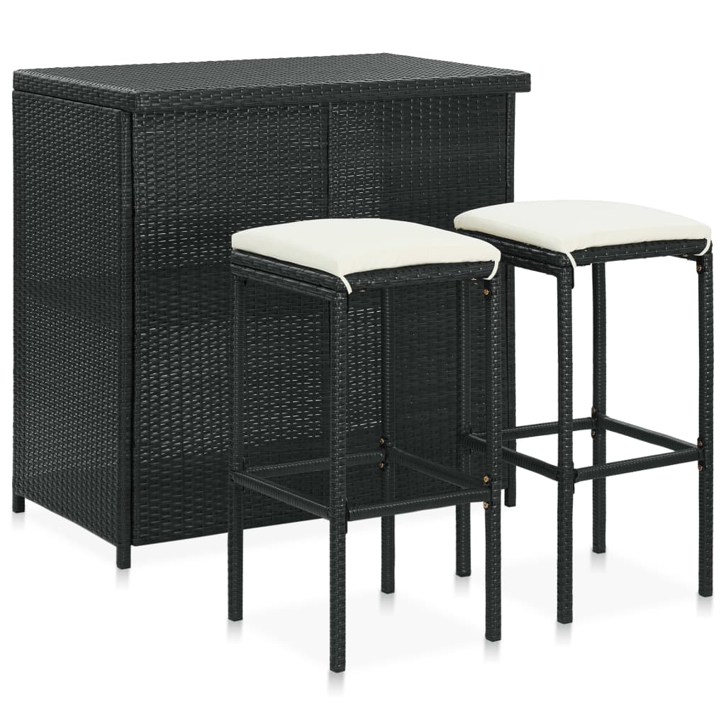 3-delige Barset poly rattan zwart is nu te koop bij PeponiXL, paradijselijk wonen!