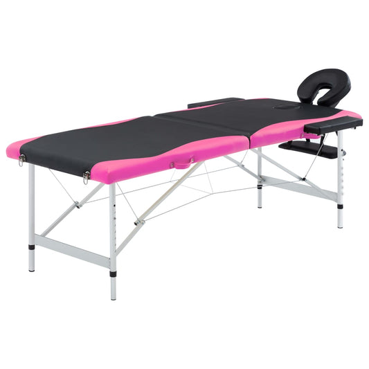 Massagetafel inklapbaar 2 zones aluminium zwart en roze is nu te koop bij PeponiXL, paradijselijk wonen!