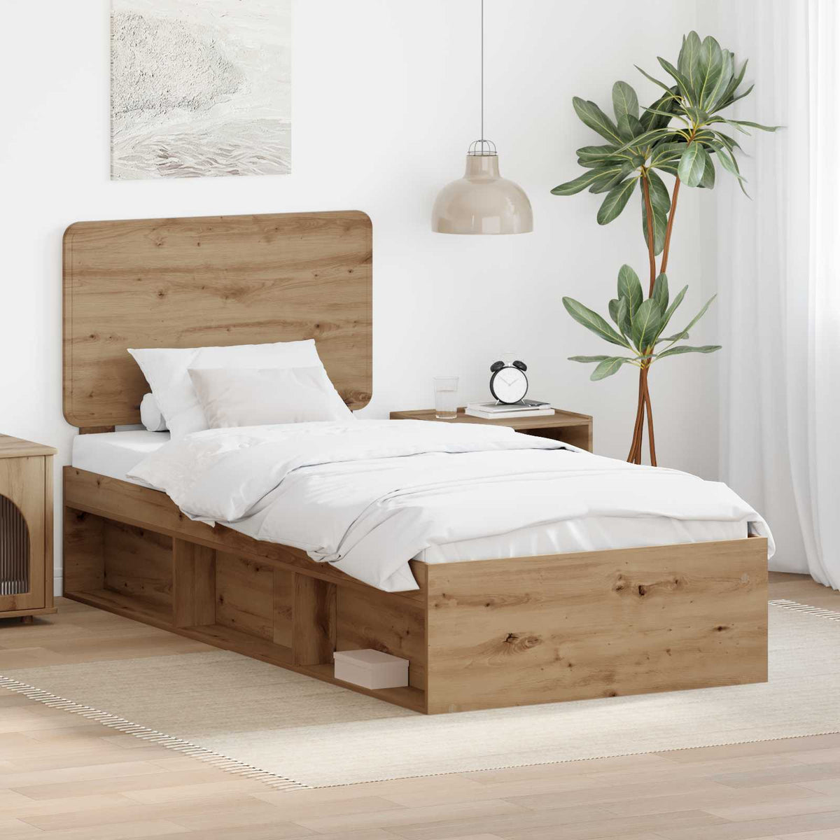 Bedframe Ambachtelijk eiken 90 x 200 cm Massief grenenhout is nu te koop bij PeponiXL, paradijselijk wonen!