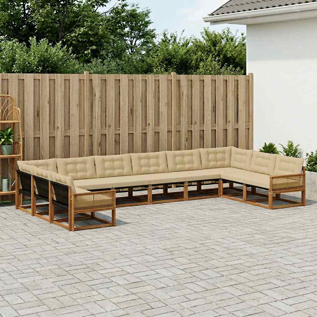Buiten bankenset met kussen 10 pcs Natuurlijk en Beige is nu te koop bij PeponiXL, paradijselijk wonen!