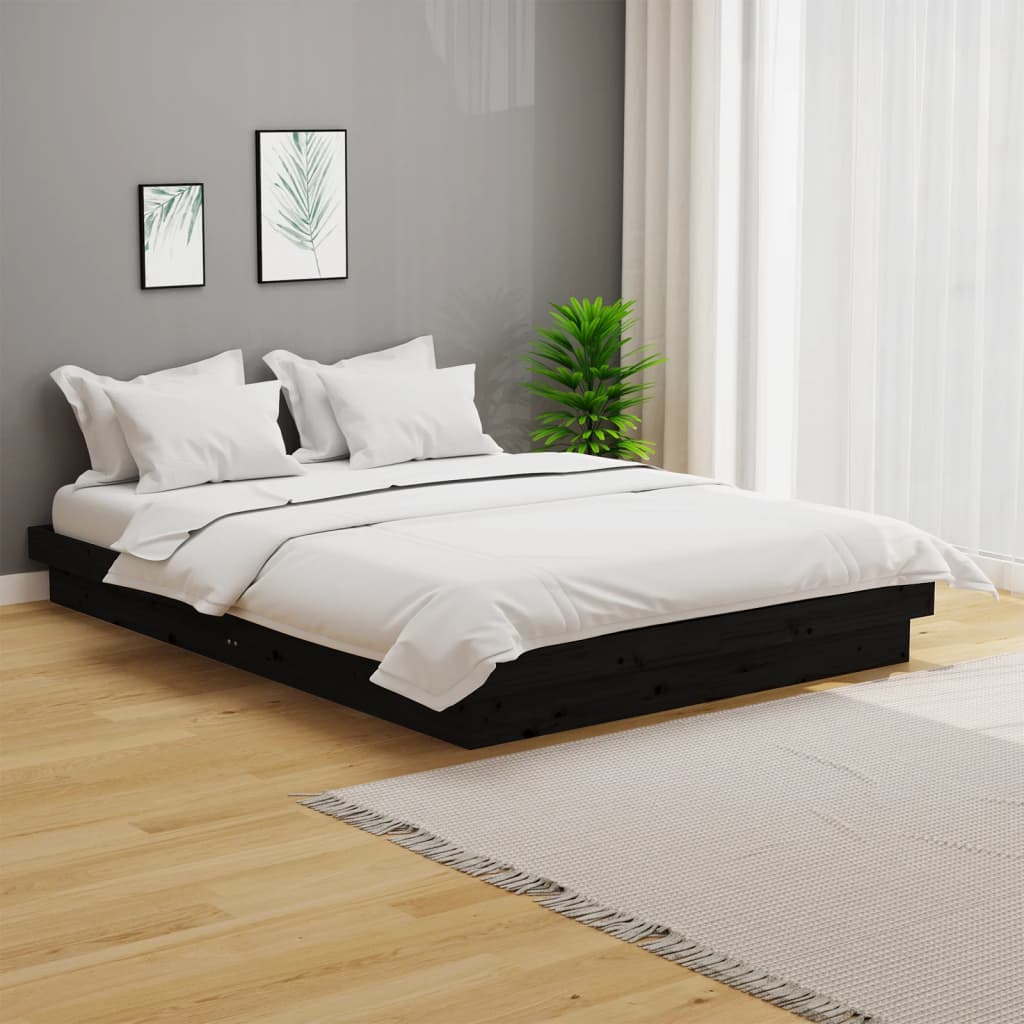 Bedframe massief hout zwart 140x190 cm is nu te koop bij PeponiXL, paradijselijk wonen!
