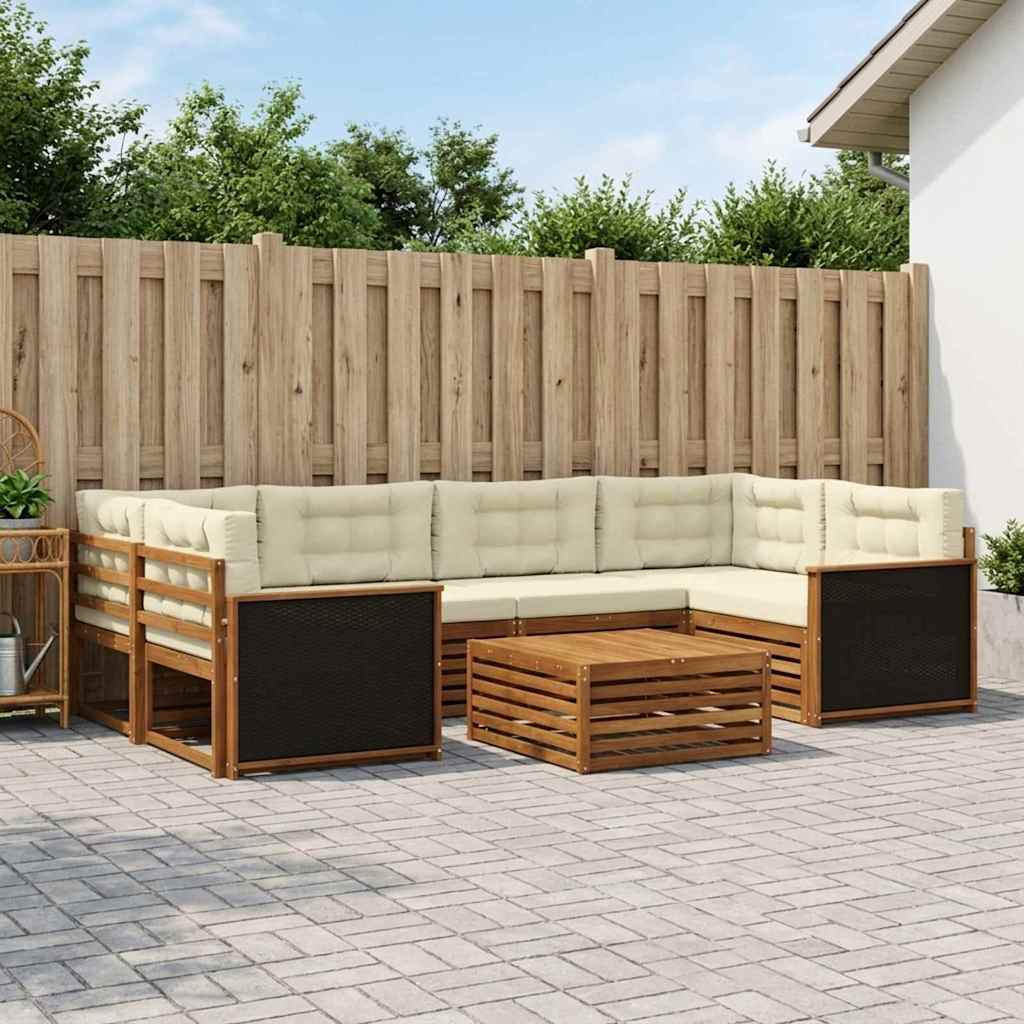 Buiten bankenset met kussen 7 pcs Natuurlijk en Crème Polyester is nu te koop bij PeponiXL, paradijselijk wonen!