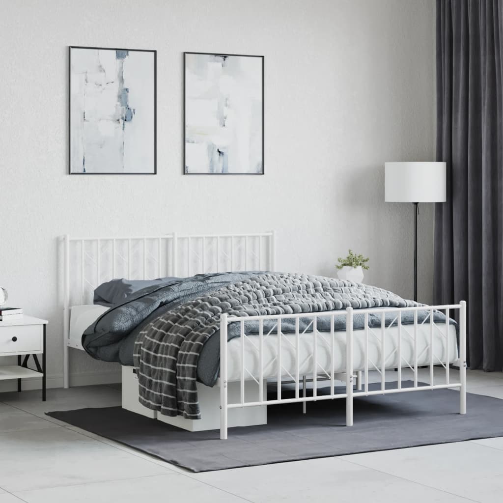 Bedframe met hoofd- en voeteneinde metaal wit 140x190 cm is nu te koop bij PeponiXL, paradijselijk wonen!
