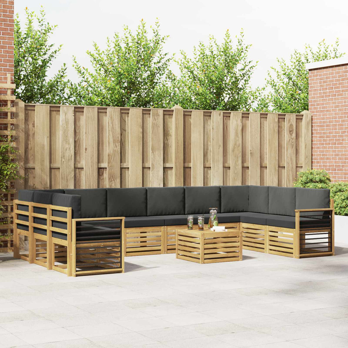 Buiten bankenset 8 pcs Wit en Anthraciet 59 x 59 x 37 cm is nu te koop bij PeponiXL, paradijselijk wonen!