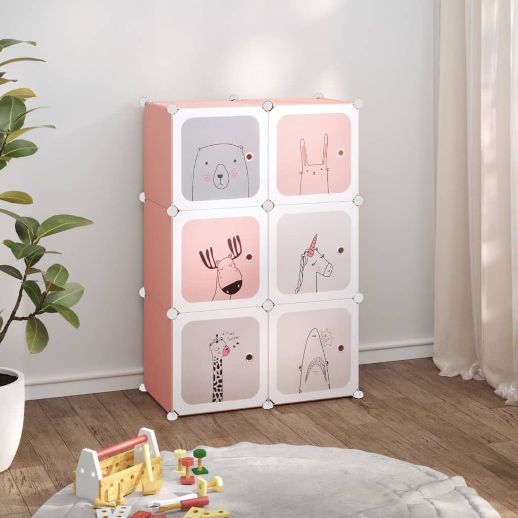 Kinderopbergmeubel met 6 vakken polypropeen roze is nu te koop bij PeponiXL, paradijselijk wonen!