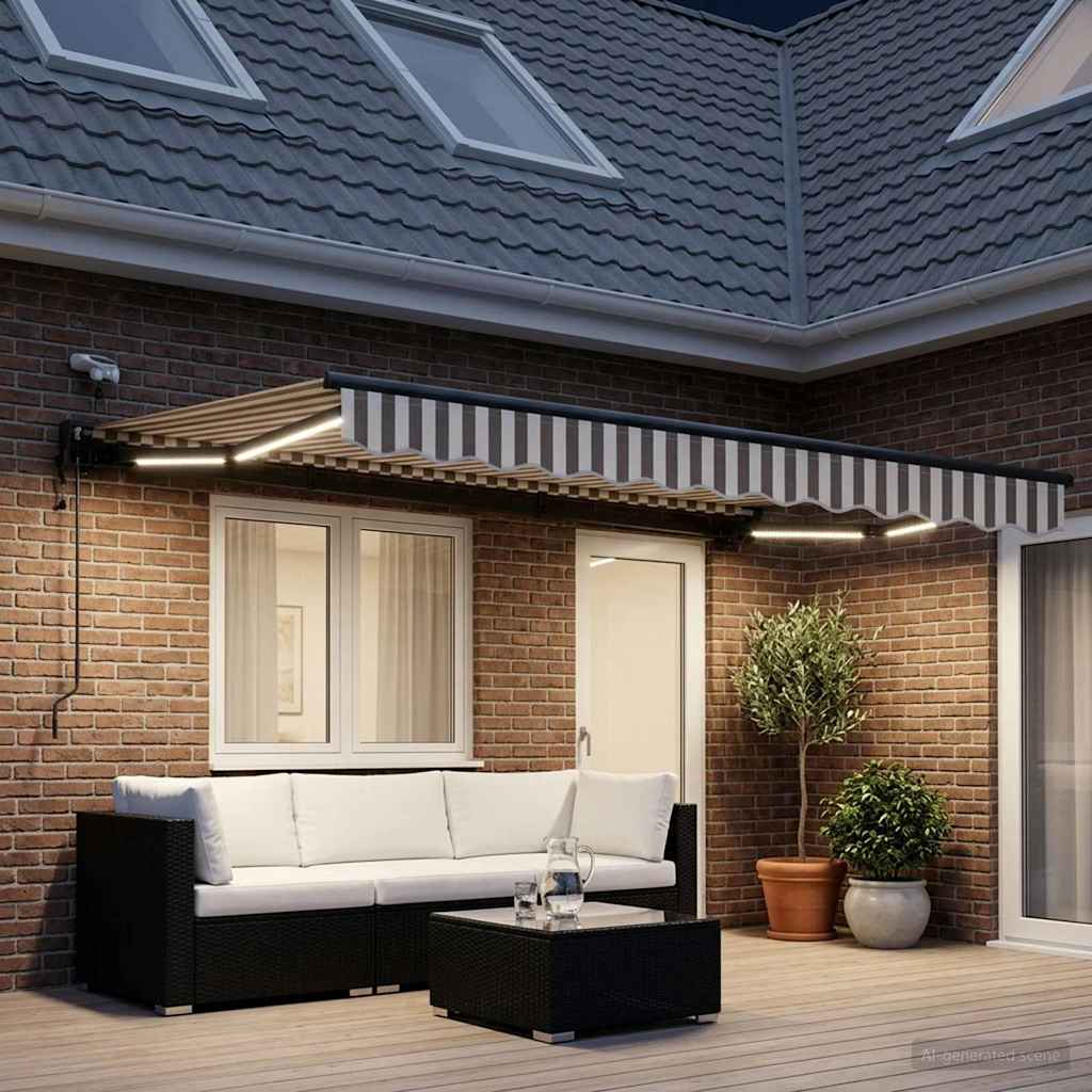 Elektrisch Uittrekbaar Zonnescherm Lichtgrijs en wit. 4 × 3,5 m is nu te koop bij PeponiXL, paradijselijk wonen!