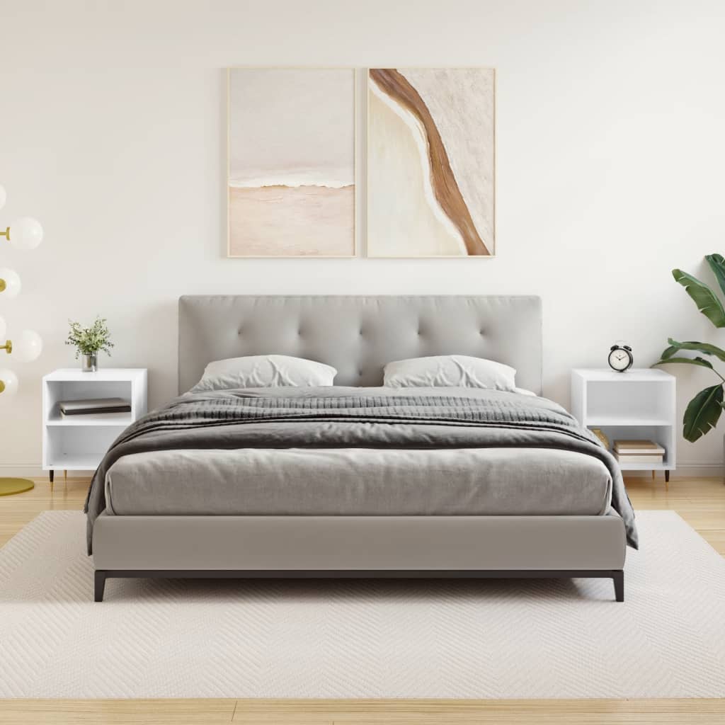 Nachtkastjes 2 st 40x30x50 cm bewerkt hout hoogglans wit is nu te koop bij PeponiXL, paradijselijk wonen!