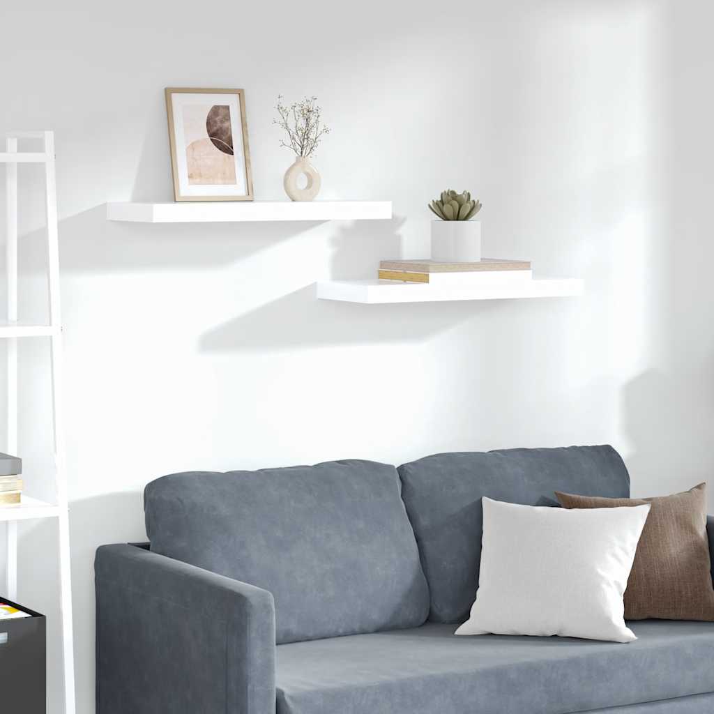Wandschappen zwevend 2 st 60x23,5x3,8 cm MDF hoogglans wit is nu te koop bij PeponiXL, paradijselijk wonen!