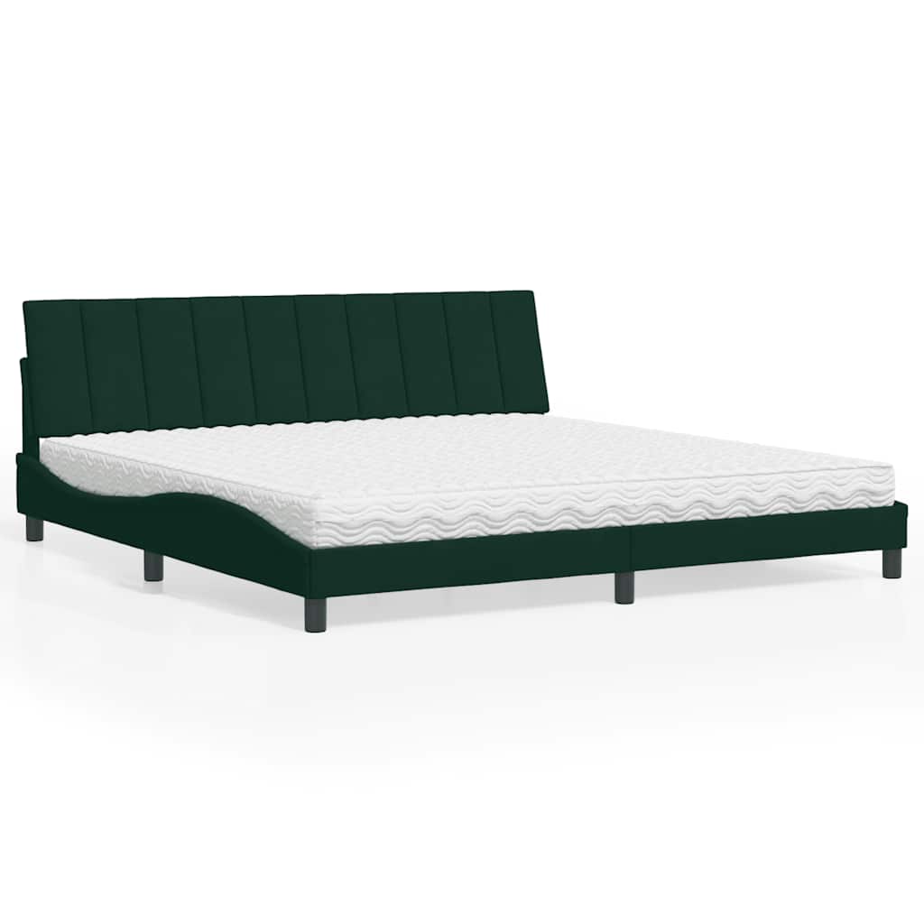 Bed met matras "Hanko" fluweel donkergroen 200x200 cm is nu te koop bij PeponiXL, paradijselijk wonen!