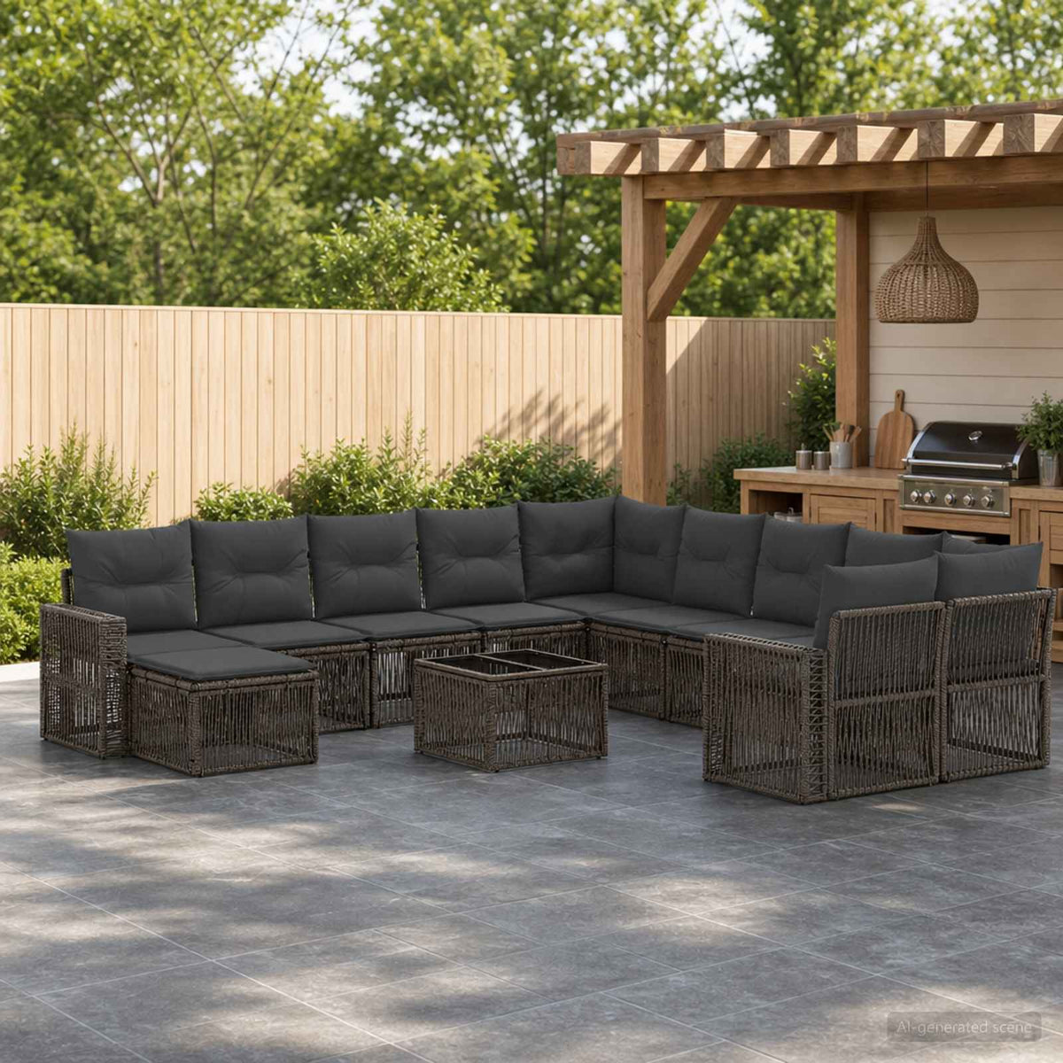 Tuinbankenset 12 pcs Grijs en Donkergrijs poly rattan is nu te koop bij PeponiXL, paradijselijk wonen!