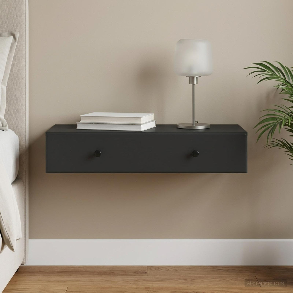 Wandmontage Zijtafel Zwart 87,5 x 34,5 x 17 cm Bewerkt hout is nu te koop bij PeponiXL, paradijselijk wonen!