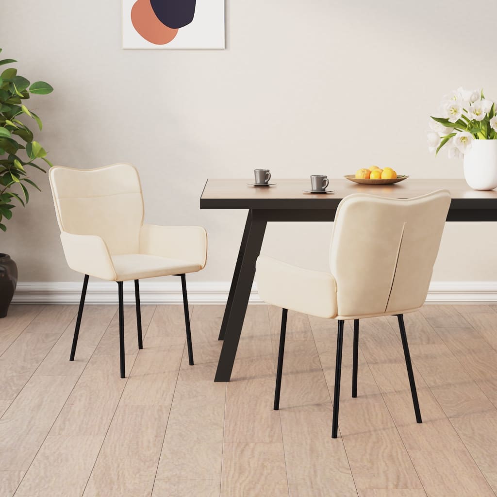 Eetkamerstoelen 2 st fluweel crèmekleurig is nu te koop bij PeponiXL, paradijselijk wonen!