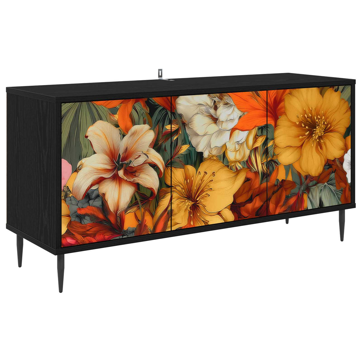 Tv-meubel GENNEP 102 x 33 x 51 cm Zwart eiken Bewerkt hout is nu te koop bij PeponiXL, paradijselijk wonen!