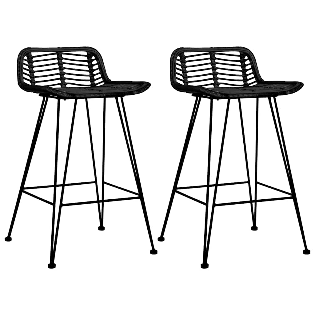 Barstoelen 2 st rattan zwart is nu te koop bij PeponiXL, paradijselijk wonen!