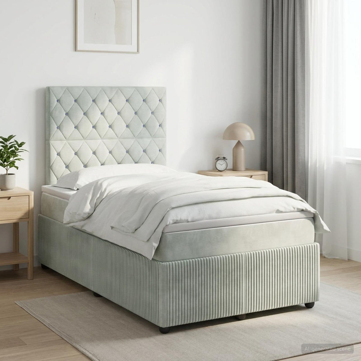 Boxspringbed met matras Lichtgrijs 120 x 190 cm Fluweel is nu te koop bij PeponiXL, paradijselijk wonen!