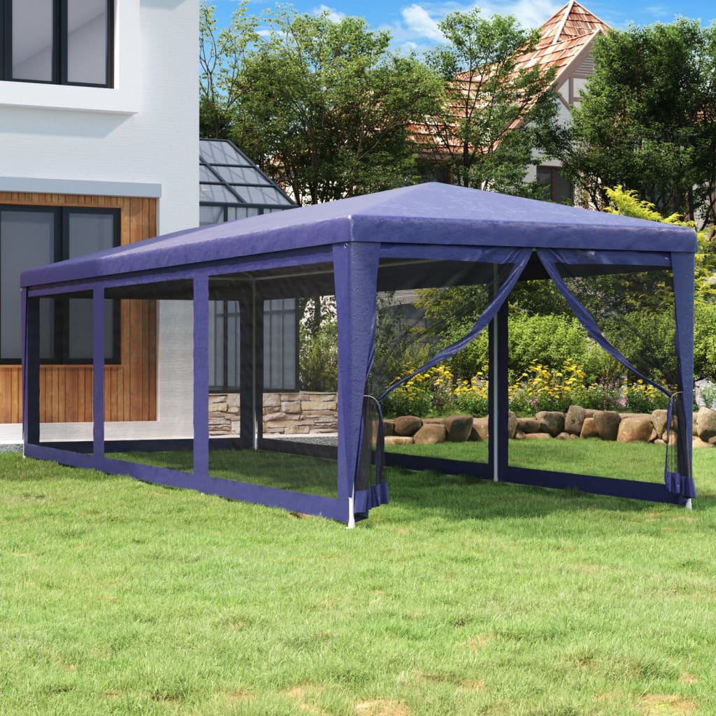 Partytent met 8 mesh zijwanden 3x9 m HDPE blauw is nu te koop bij PeponiXL, paradijselijk wonen!