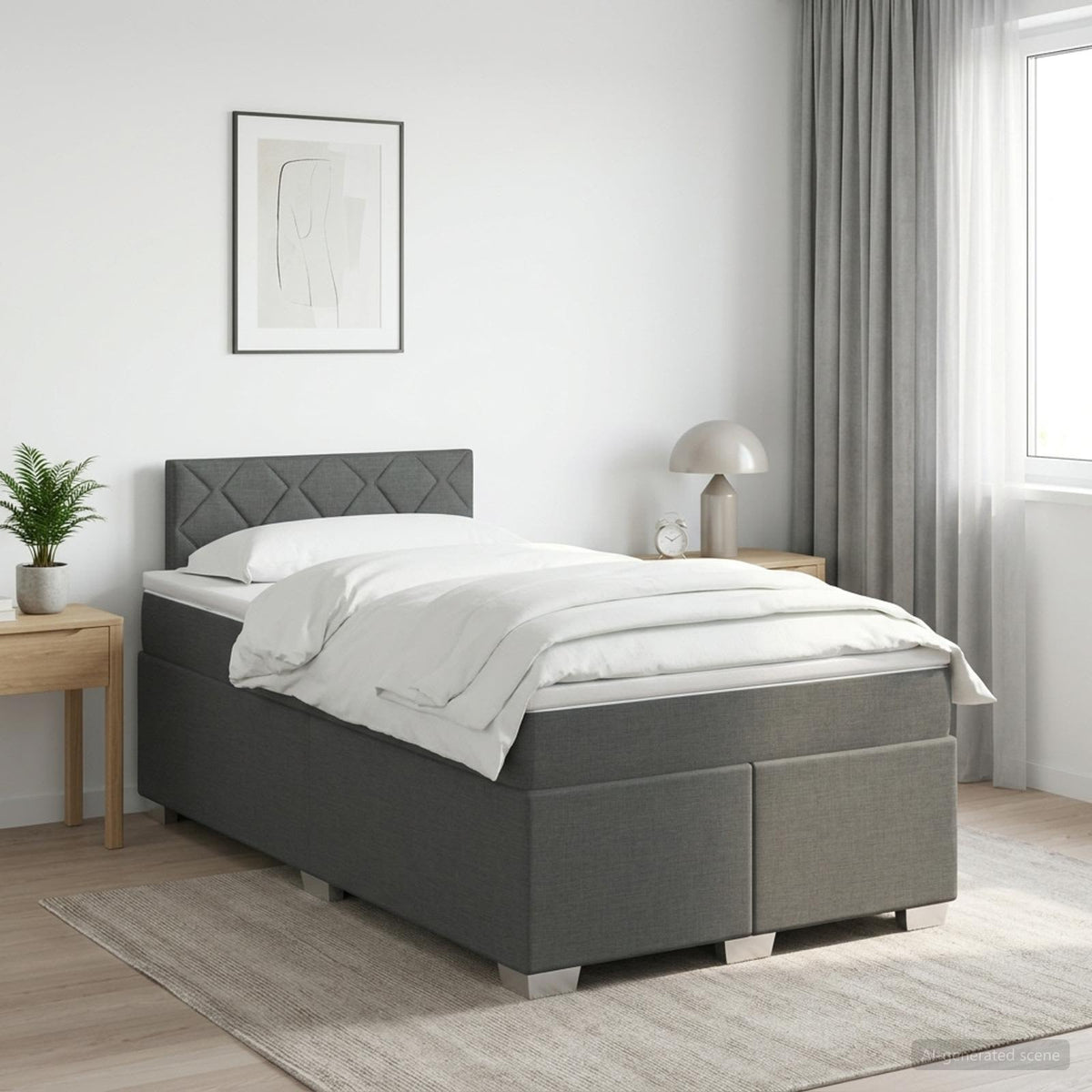 Boxspringbed met matras Donkergrijs 120 x 200 cm Stof is nu te koop bij PeponiXL, paradijselijk wonen!
