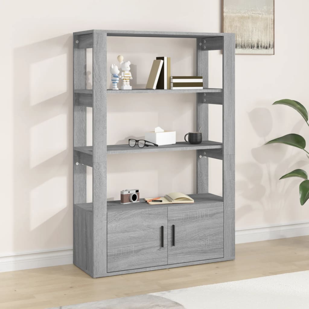 Dressoir 80x30x119,5 cm bewerkt hout grijs sonoma eikenkleurig is nu te koop bij PeponiXL, paradijselijk wonen!