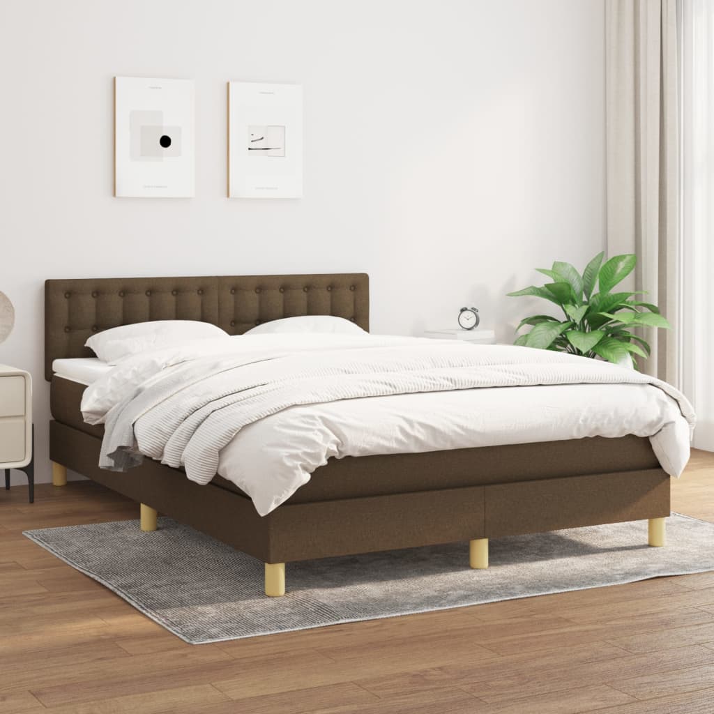 Boxspring met matras stof donkerbruin 140x190 cm is nu te koop bij PeponiXL, paradijselijk wonen!
