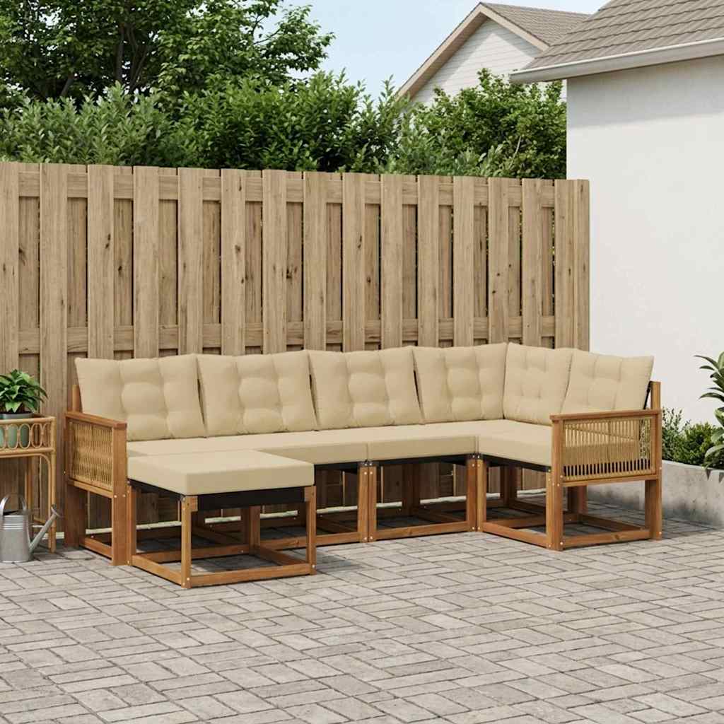 Buiten bankenset met kussen 6 pcs Natuurlijk en Beige is nu te koop bij PeponiXL, paradijselijk wonen!