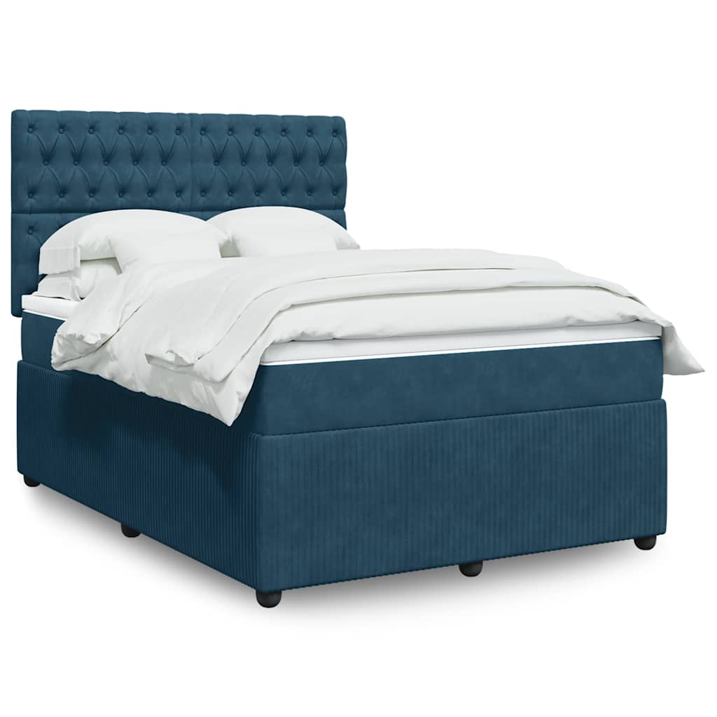 Boxspring met matras fluweel blauw 140x190 cm is nu te koop bij PeponiXL, paradijselijk wonen!