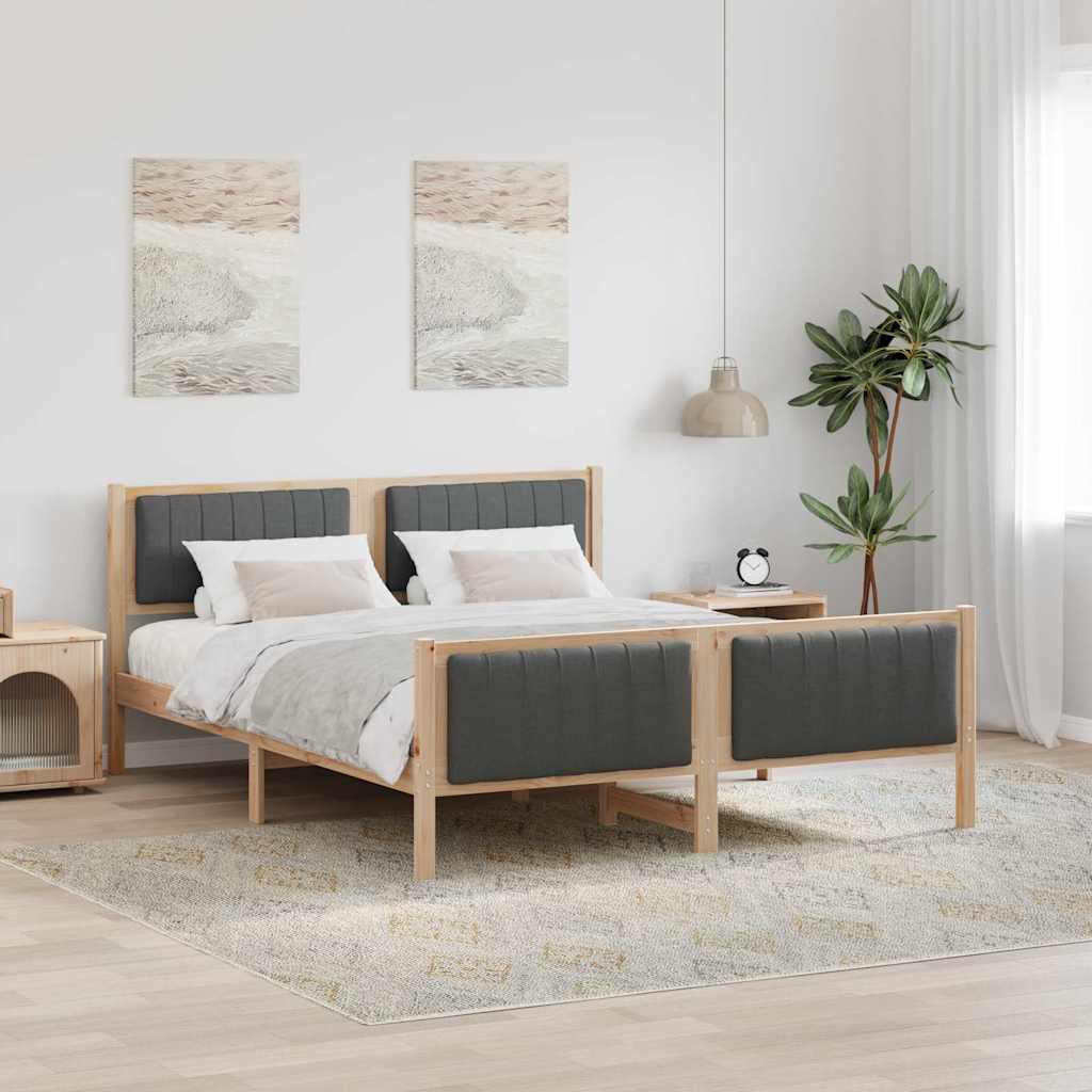 Bedframe Bruin en donkergrijs 150 x 200 cm Massief grenenhout is nu te koop bij PeponiXL, paradijselijk wonen!