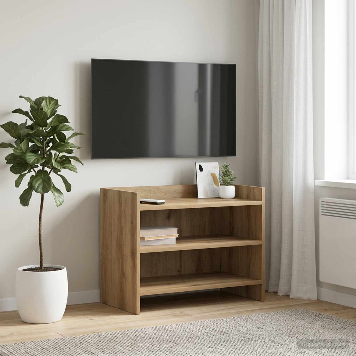 TV-kast 60 x 33 x 47 cm Artisanaal eiken Bewerkt hout is nu te koop bij PeponiXL, paradijselijk wonen!