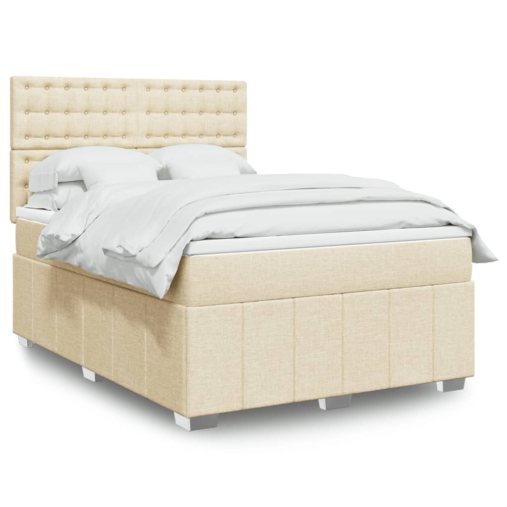 Boxspring met matras stof crèmekleurig 160x200 cm is nu te koop bij PeponiXL, paradijselijk wonen!