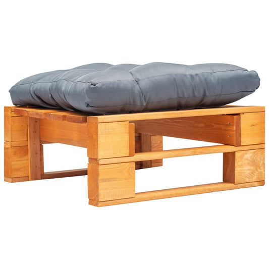Tuinpoef met grijs kussen pallet hout honingbruin is nu te koop bij PeponiXL, paradijselijk wonen!