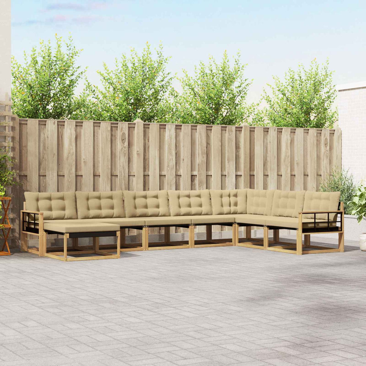 Buiten bankenset met kussen 8 pcs Wit en Beige is nu te koop bij PeponiXL, paradijselijk wonen!