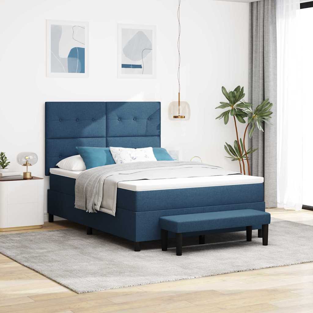 Boxspringbed met hoofdeinde Blauw 160 x 200 cm Stof is nu te koop bij PeponiXL, paradijselijk wonen!
