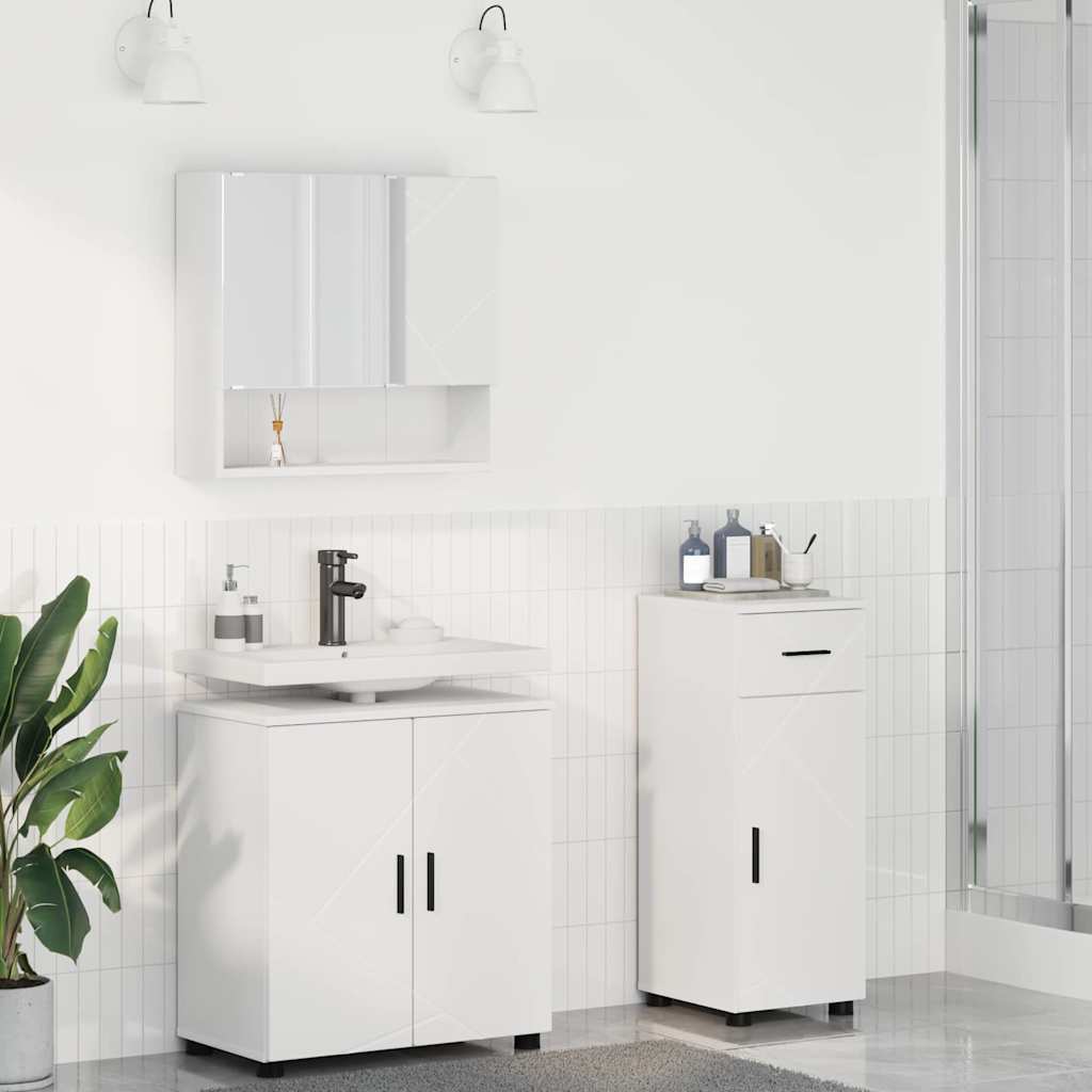 Badkamermeubelset met lade 3 pcs Wit Bewerkt hout & Metaal is nu te koop bij PeponiXL, paradijselijk wonen!